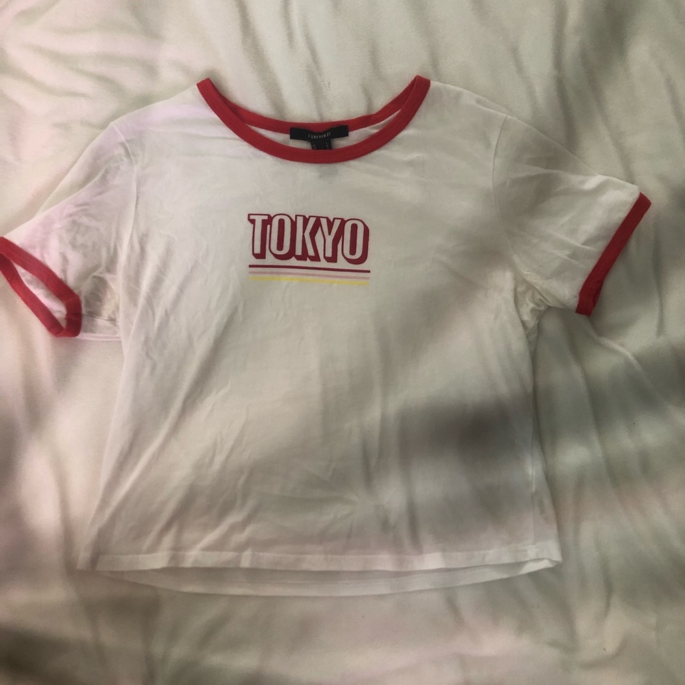 White Tokyo crop top shirt
